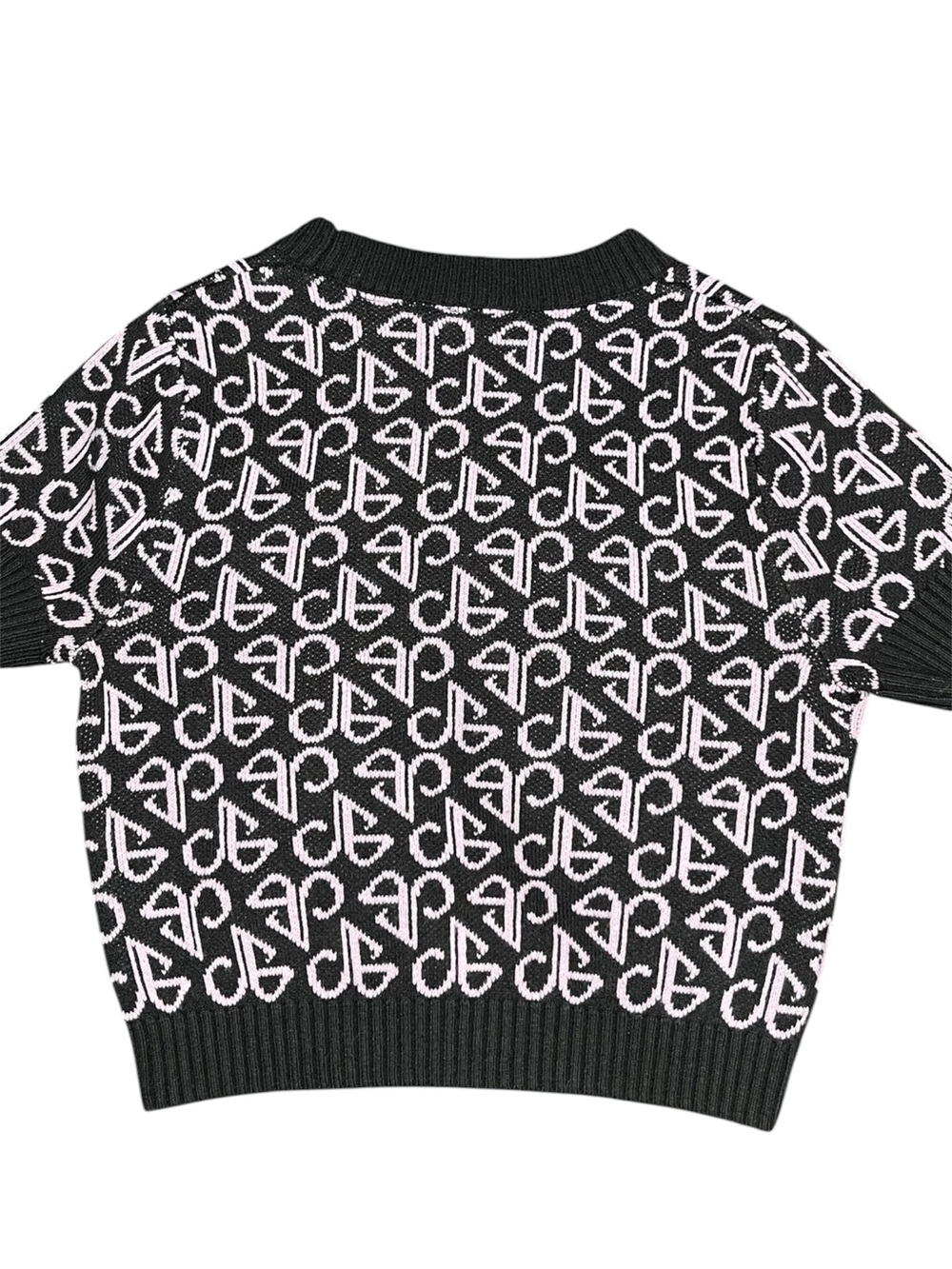 Divided H&M Black & Light Pink Monogram Short-Sleeve Knit Sweater - Picture 5 of 6